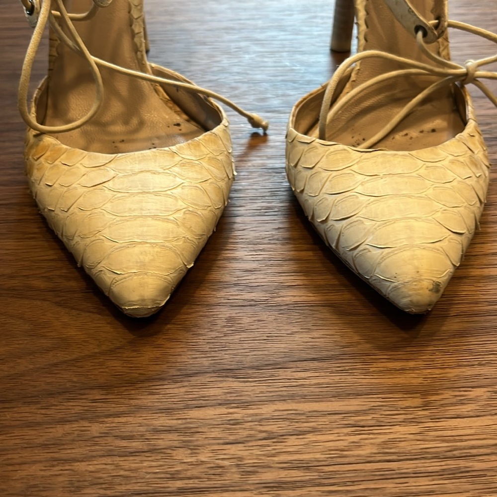 Reed Krakoff Python Tie Front Size 38/8 Heels - image 2